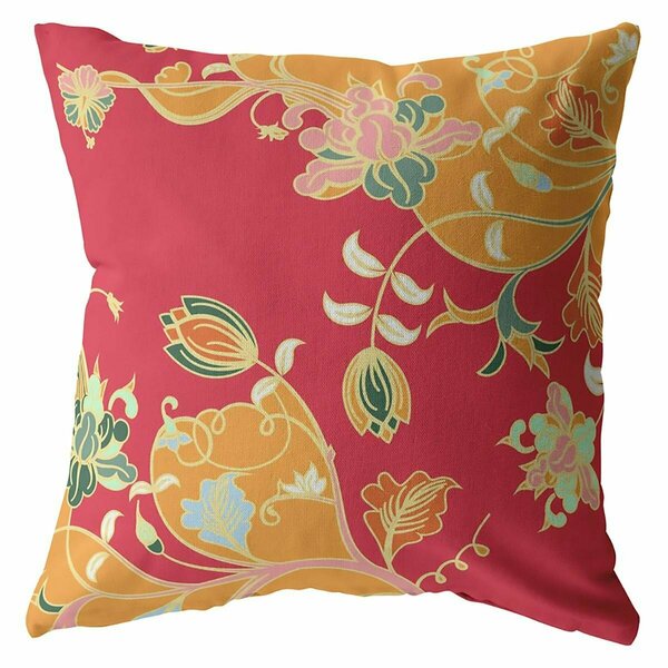 Homeroots 18 in. Garden Indoor & Outdoor Throw Pillow Yellow Orange & Red 412219